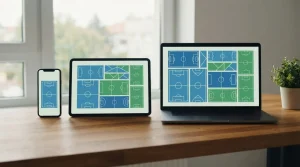 Smartphone, Tablet und Laptop liegen nebeneinander auf einem Schreibtisch